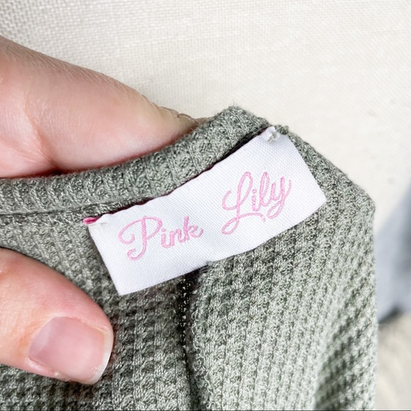 Pink Lily NEW Lovely Spirit Olive Thermal Sweater - Picture 4 of 6